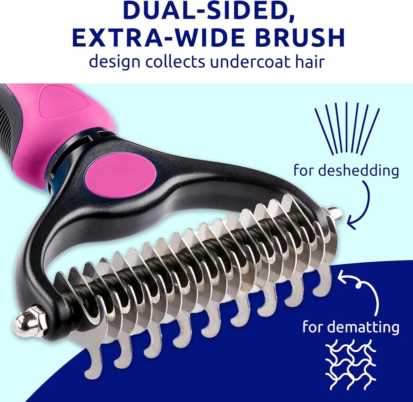 Deshedding Dog Brush for Shedding – Cat Brushes for Indoor Cats, Double-Sided Cat Brush Deshedding & Grooming Tool for Long Haired and Short Haired Dogs, Skin-Friendly