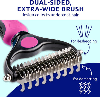 Deshedding Dog Brush for Shedding – Cat Brushes for Indoor Cats, Double-Sided Cat Brush Deshedding & Grooming Tool for Long Haired and Short Haired Dogs, Skin-Friendly