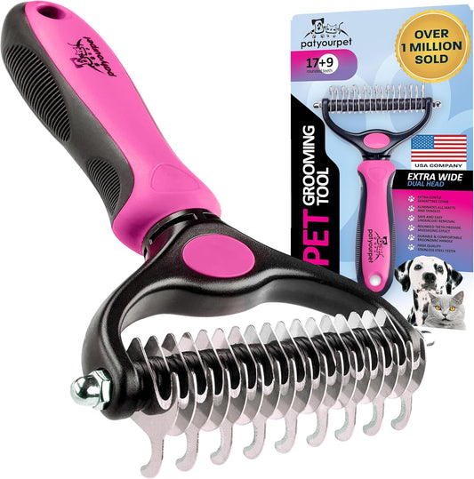 Deshedding Dog Brush for Shedding – Cat Brushes for Indoor Cats, Double-Sided Cat Brush Deshedding & Grooming Tool for Long Haired and Short Haired Dogs, Skin-Friendly