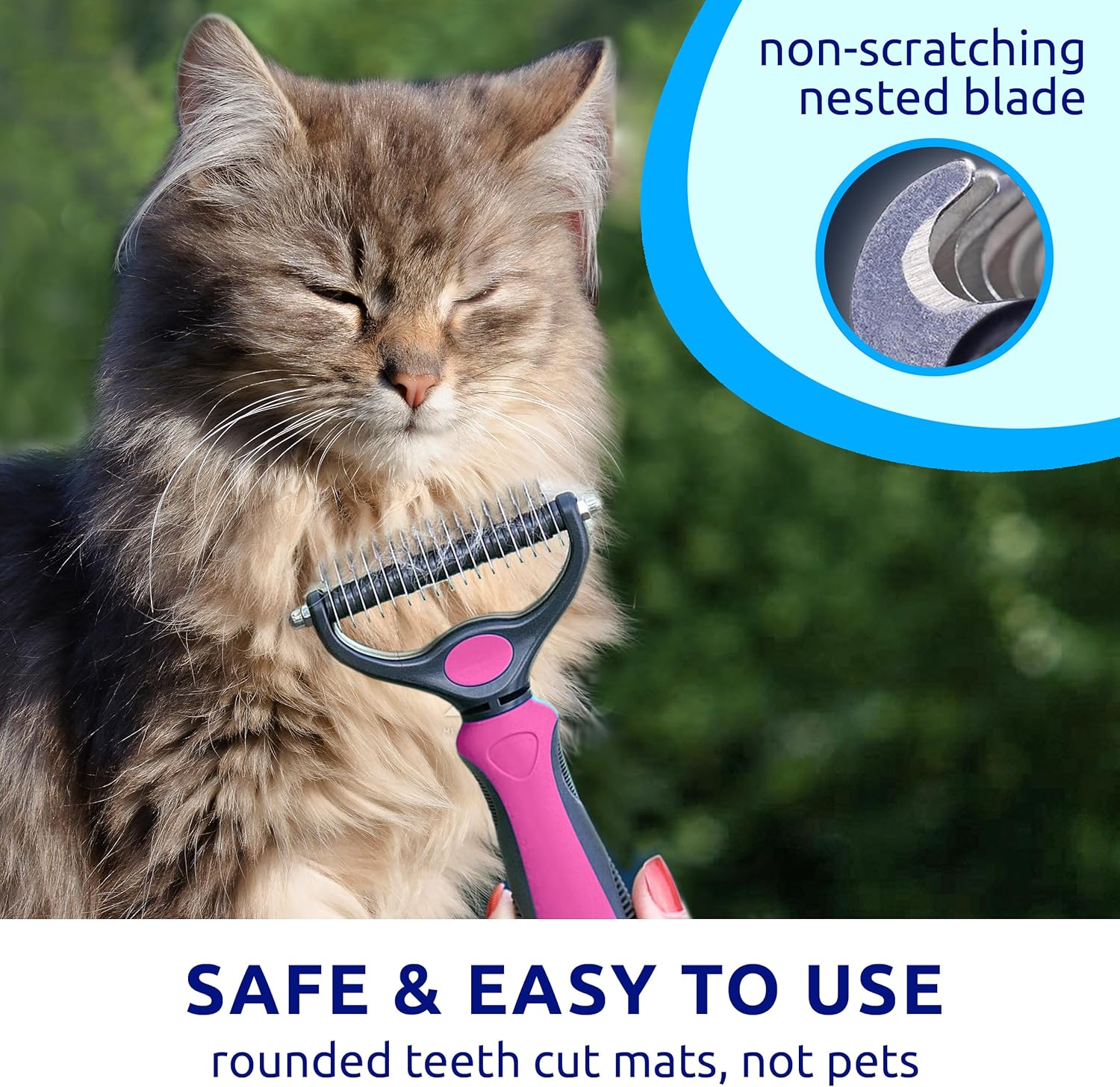 Deshedding Dog Brush for Shedding – Cat Brushes for Indoor Cats, Double-Sided Cat Brush Deshedding & Grooming Tool for Long Haired and Short Haired Dogs, Skin-Friendly
