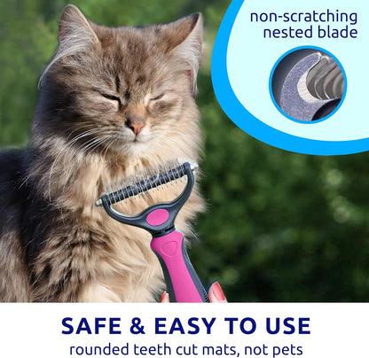 Deshedding Dog Brush for Shedding – Cat Brushes for Indoor Cats, Double-Sided Cat Brush Deshedding & Grooming Tool for Long Haired and Short Haired Dogs, Skin-Friendly
